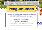 Perpanjangan Jadwal Pendaftaran Ulang Mahasiswa Baru Jalur SNBP Tahun 2025
