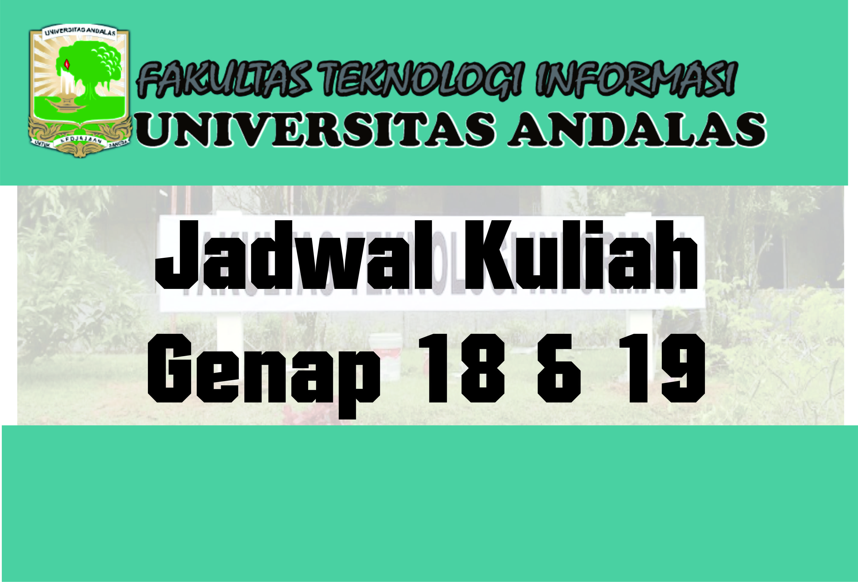 jadwal Kuliah Semester Genap 2018 2019