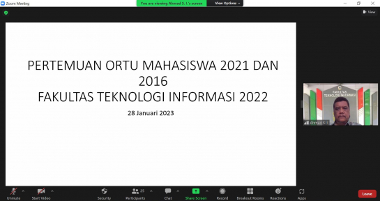 Acara Pertemuan Orang Tua Mahasiswa Angkatan 2016 dan 2021