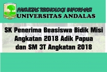 SK Penerima Beasiswa Bidik Misi Angkatan 2018 Adik Papua dan SM 3T Angkatan 2018