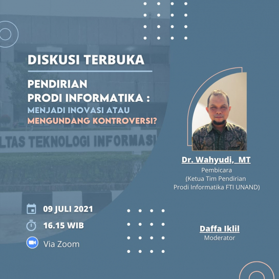 Webinar KM FTI dengan Ketua TIM Pendirian Prodi Informatika