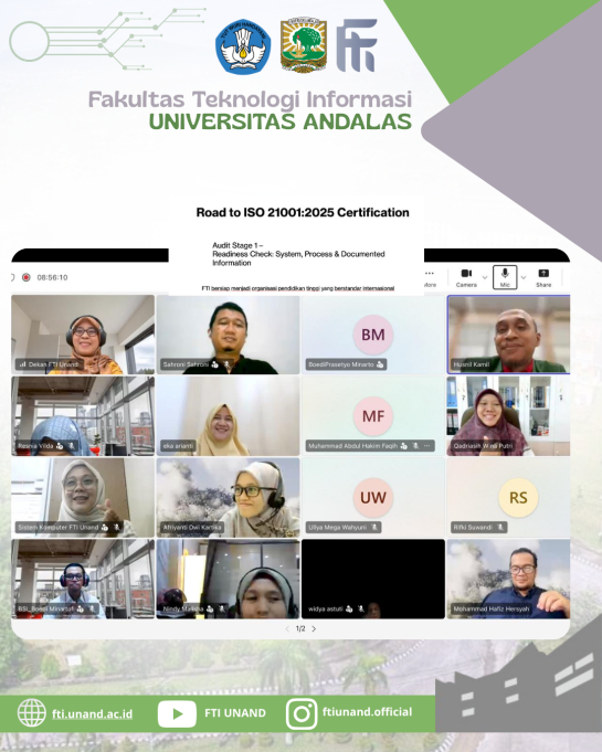 Menuju Standar Internasional, FTI Unand Gelar Audit Stage 1 ISO 21001:2025