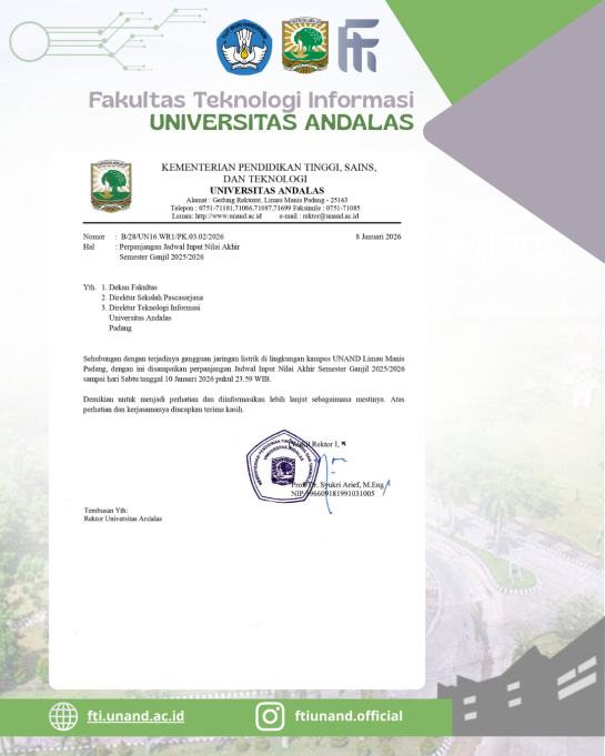 Perpanjangan Jadwal Nilai Input Semester Ganjil 2025/2026